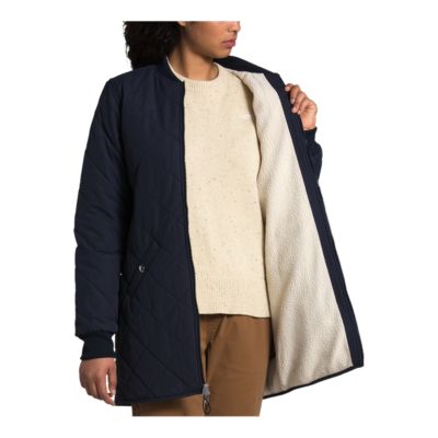 north face women's long quilted jacket