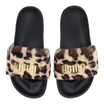 puma leopard slides