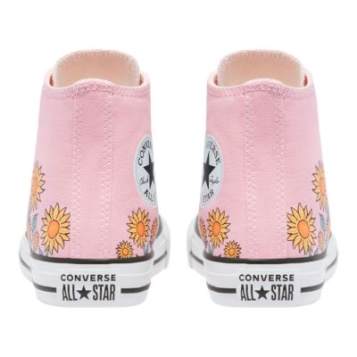 pink converse with sunflowers