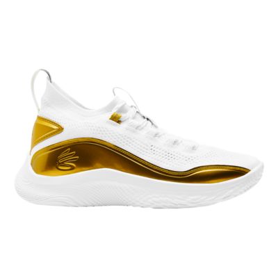 gold and white under armour shoes