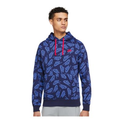 men's nike sportswear allover print club fleece hoodie