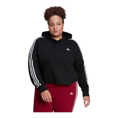 adidas 3 stripe hoodie womens black