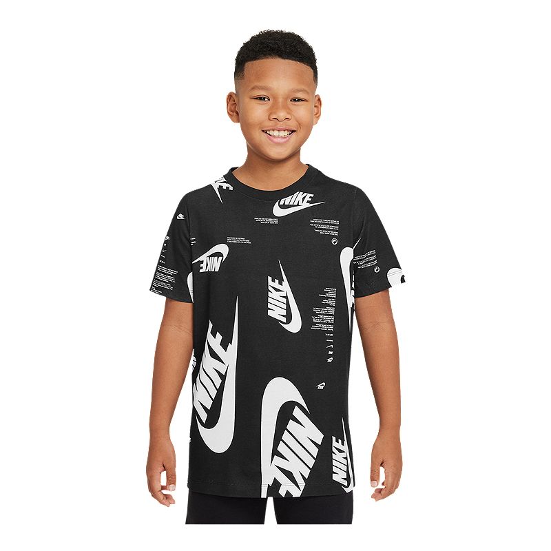 Nike Sportswear Boys' Brandmark All Over Print T Shirt, Kids', Crewneck ...