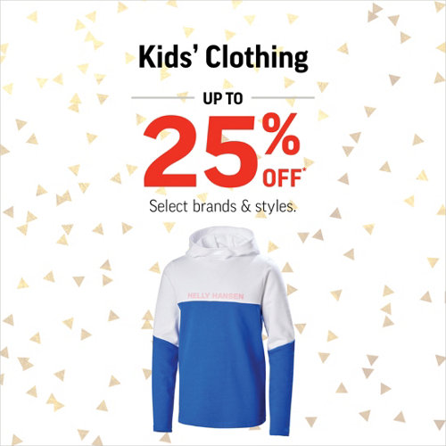 Kids' Clothing 25% Off* Select Styles & Brands.