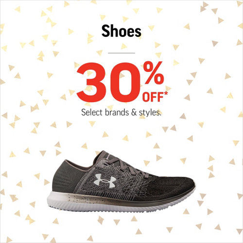 Shoes & Boots 30% Off* Select Styles & Brands.