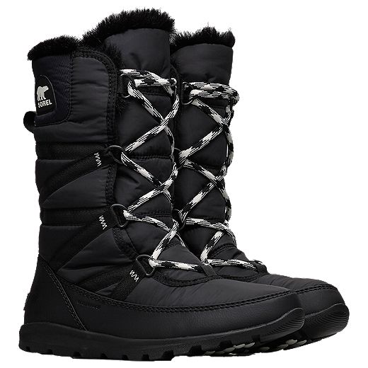 Black Waterproof Sorel Women's Whitney II Tall Lace Boot for Heavy Rain and Snow