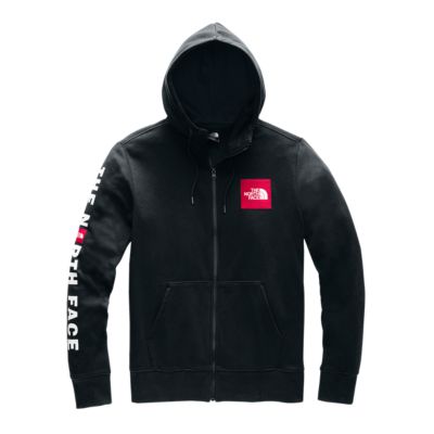 the north face men's red box patch full zip hoodie
