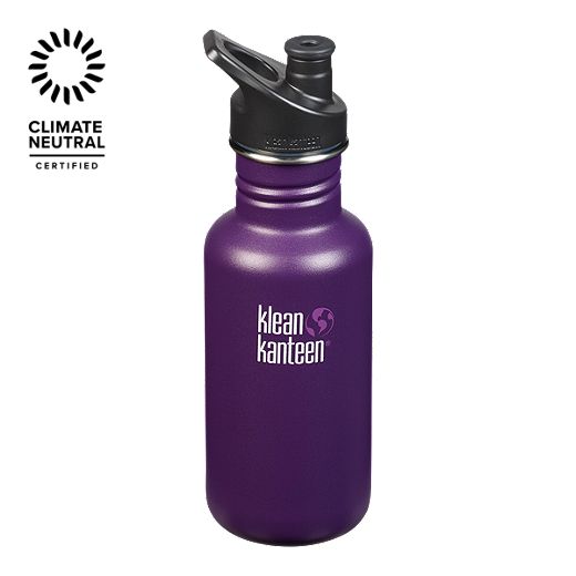 Klean Kanteen 18 oz Classic Water Bottle Sport Cap - Winter Plum